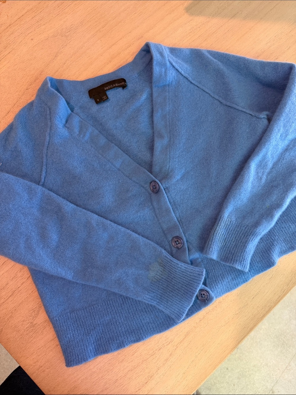 360 Cashmere Sky Blue V-Neck Button Cardigan